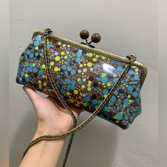 Handsewn Genuine Leather Wooden Ball Kisslock Clutch/Shoulder Bag/Crossbody - Picture 12 of 16